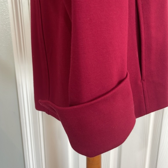 Chico’s LS jacket ponte mulberry red Size 1 8 M - Picture 6 of 16